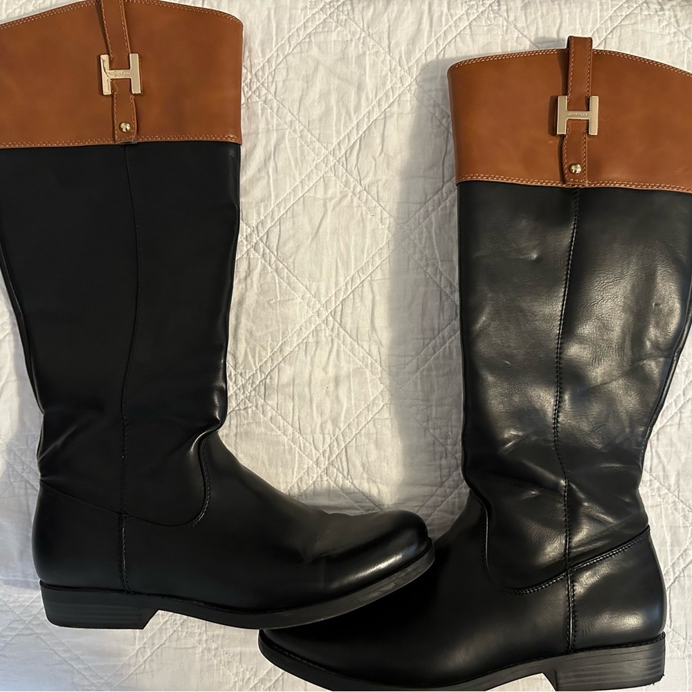 Tommy Hilfiger Black Leather riding Boots size 10